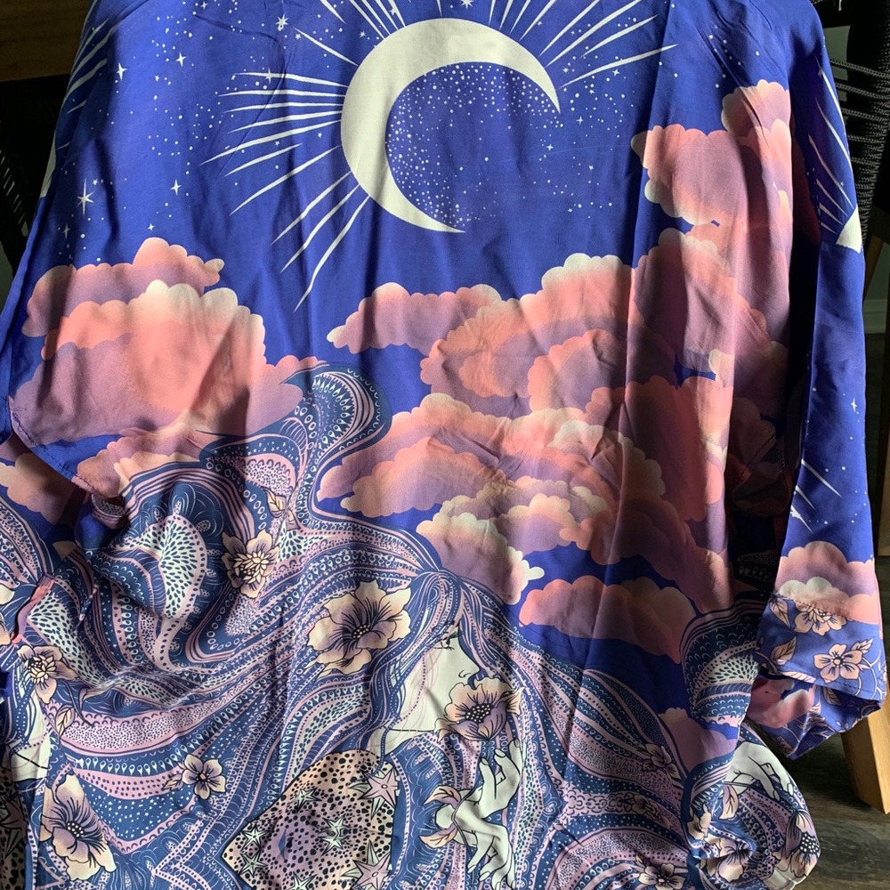 Boho gypsy moon star kimono purple luna robe - Picture 9 of 9
